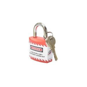 Supplier of Lockout Jacket Padlock with Regular Shackle Red Color in UAE